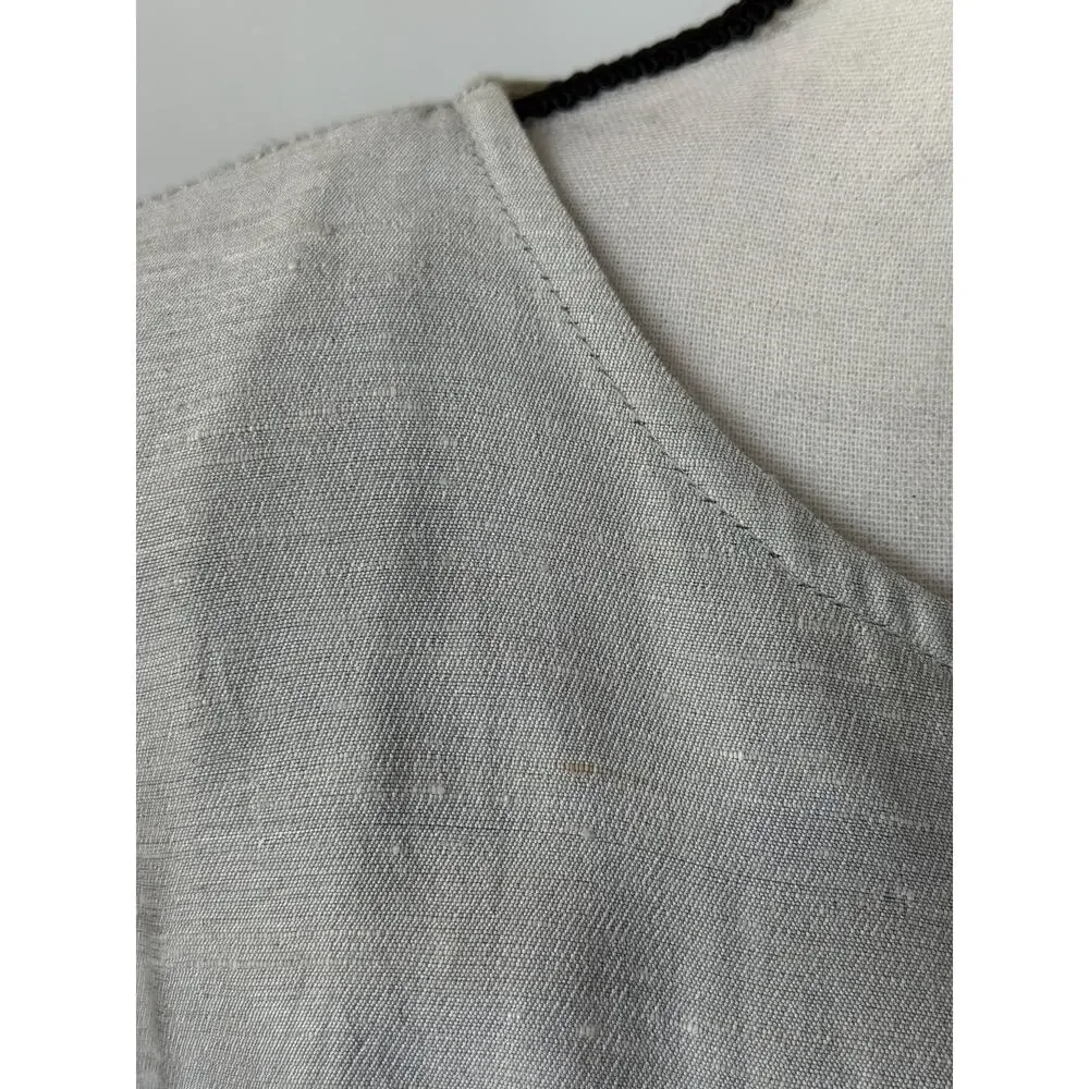 Silver Grey Bronze Beaded Sequin Abstract Boho Lagenlook Flutter Sleeve Jacket